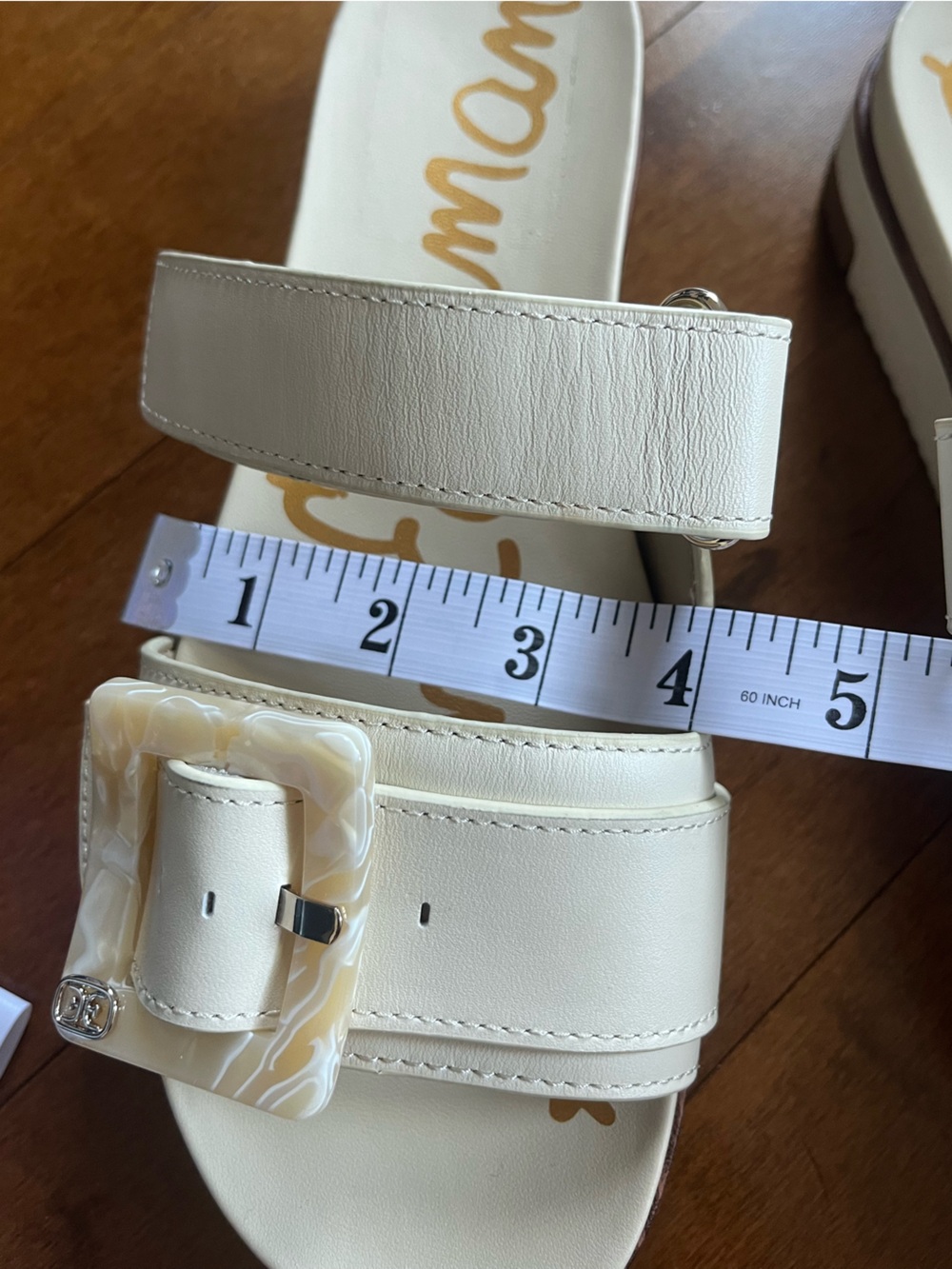 Sam Edelman Adrianna Ivory Double Strap Slide Sandals Size 7 Summer Resort - Picture 14 of 16